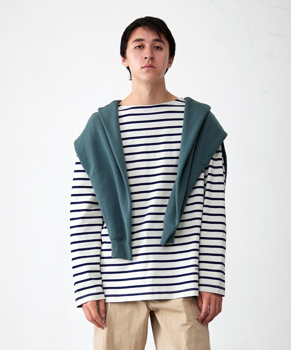 J.PRESS YORK STREET 【UNISEX】インディゴボーダーロングTシャツ 