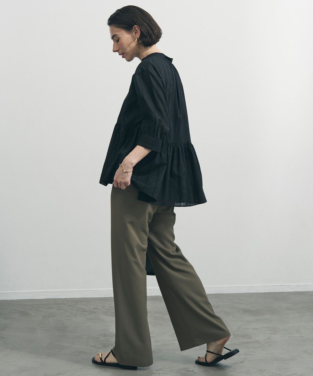 UNFILO L 【ウエストゴム】ライトジョーゼット イージーワイドパンツ 