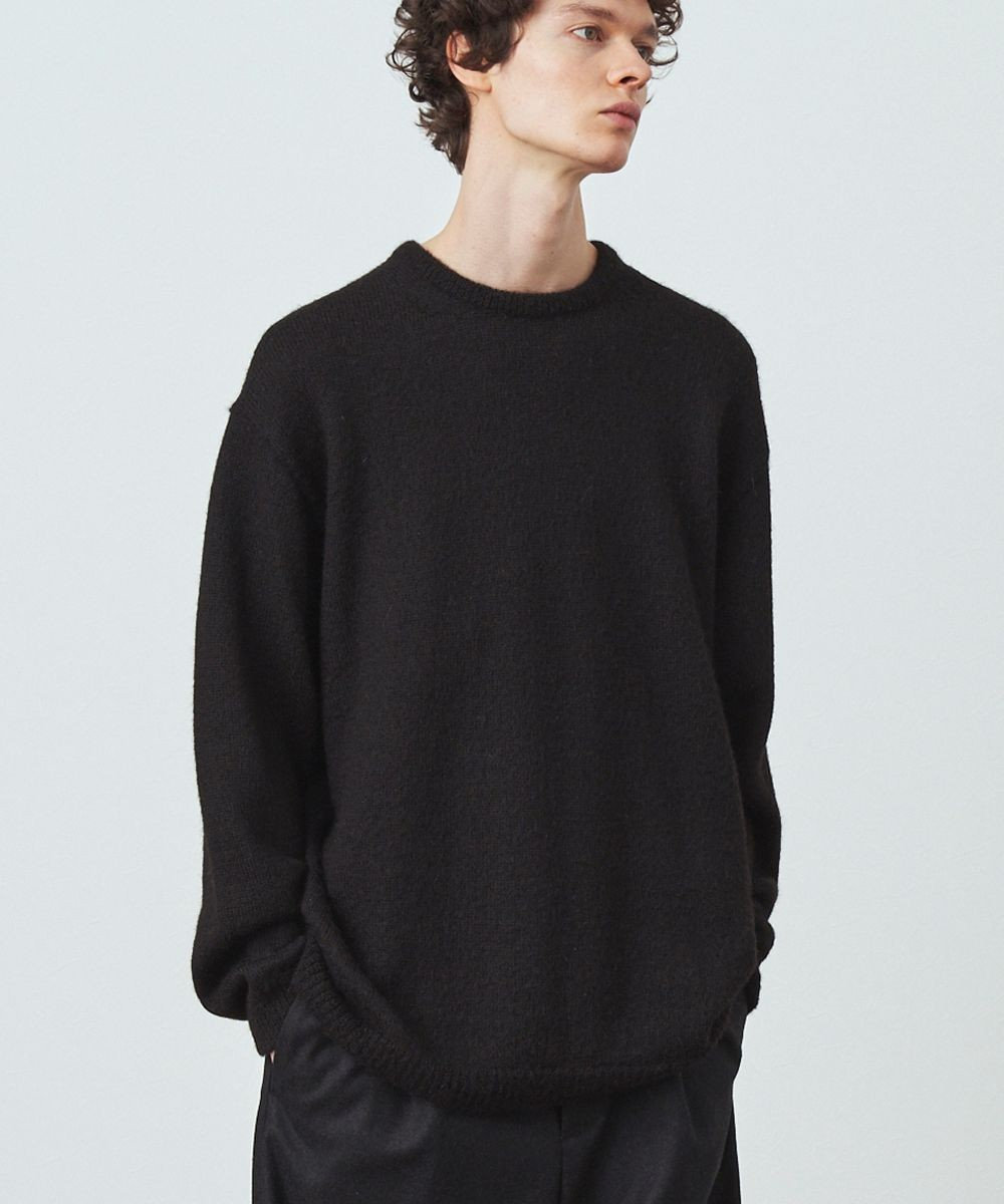 ATON BLACK ALPACA | クルーネックセーター - UNISEX BLACK