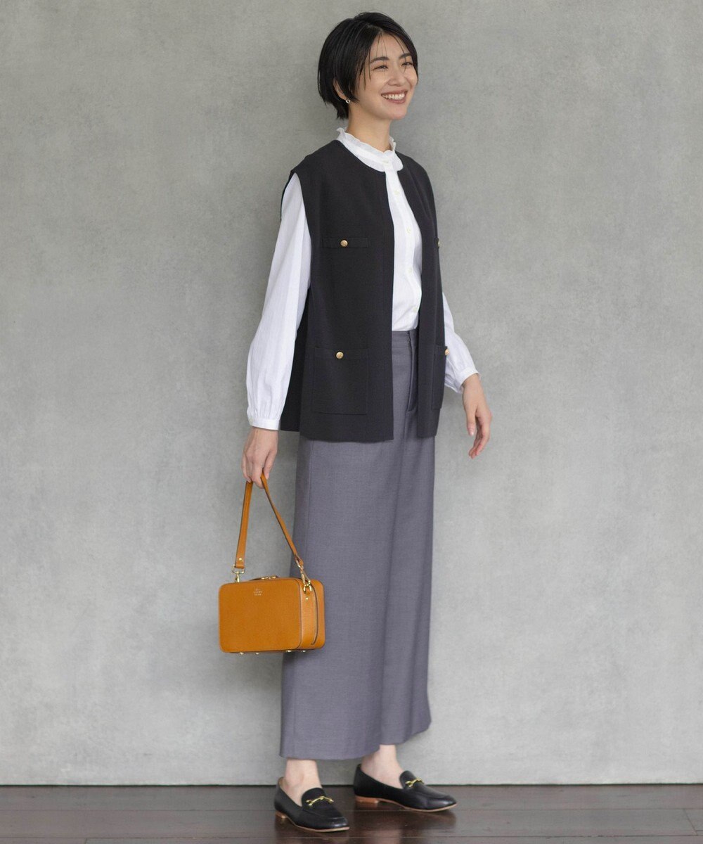 J.PRESS LADIES L 【洗える】T/Rウォッシャブルギャバ ワイド パンツ 