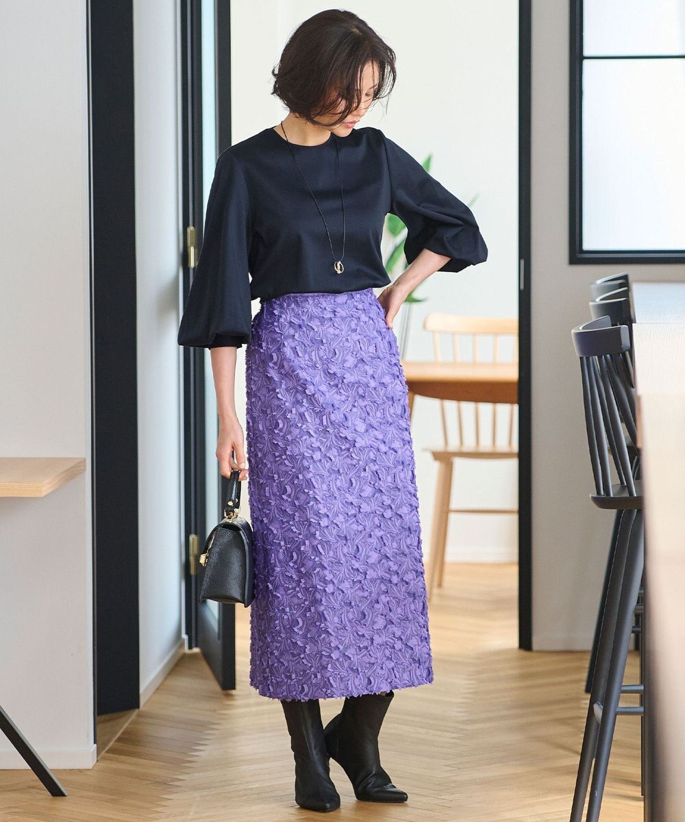 自由区 L 【洗える】ハイカウントパフスリーブ カットソー 