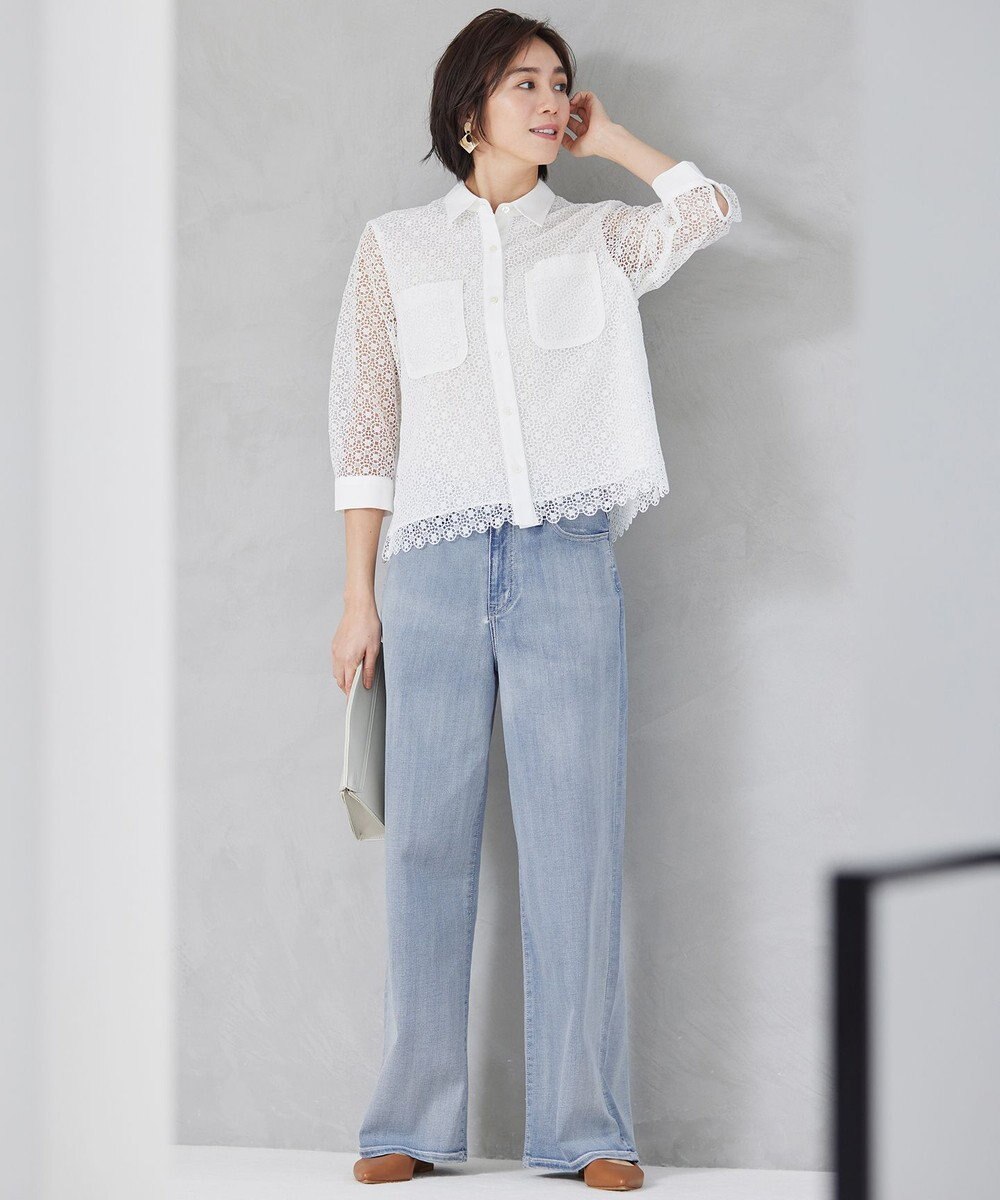 自由区 【洗える】ウスカルデニム ワイドパンツ 