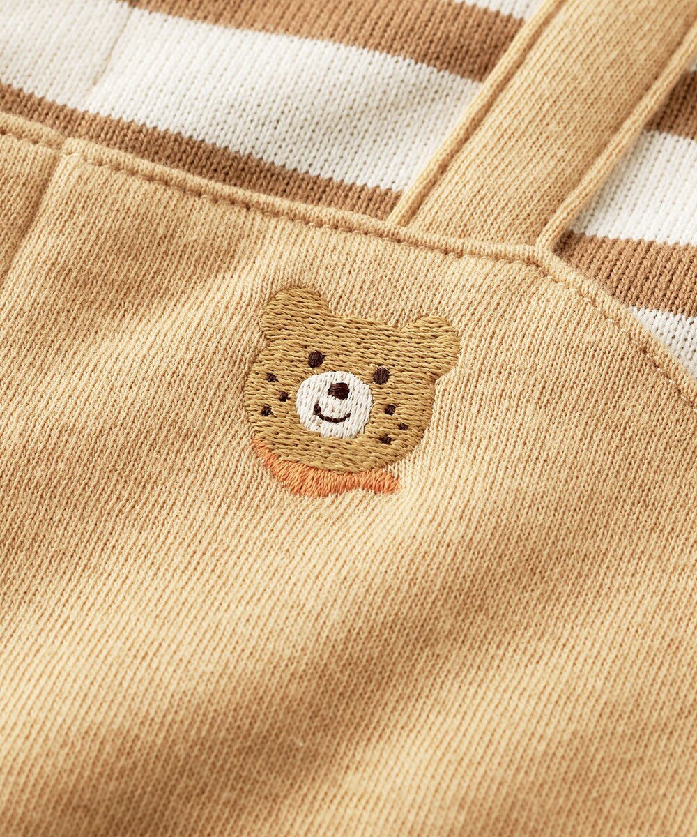 MIKI HOUSE HOT BISCUITS 【70-80cm】 ボーダー柄 重ね着風  カバーオール 