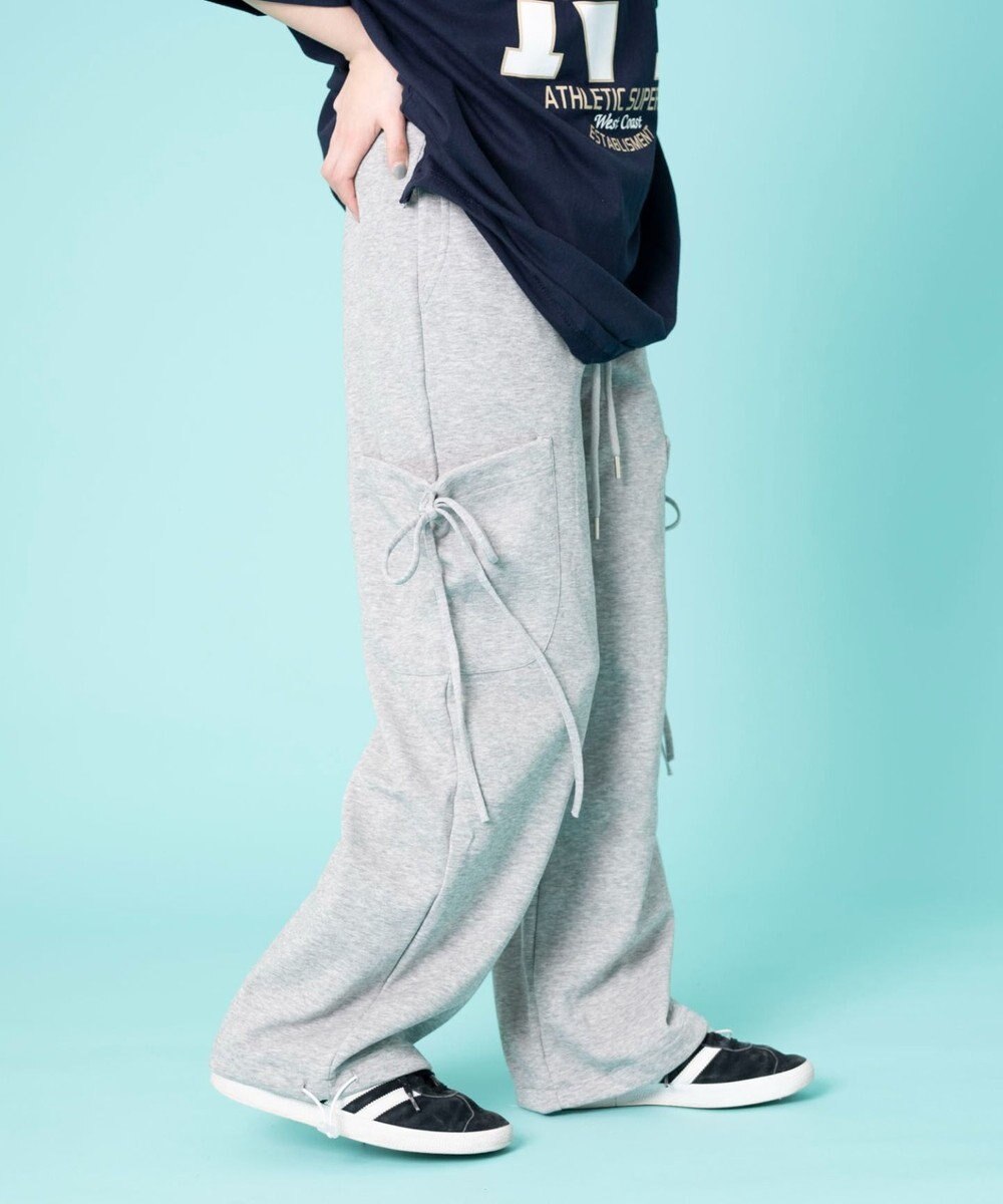 WEGO 【ウエストゴム】リボンカーゴスウェットパンツ 