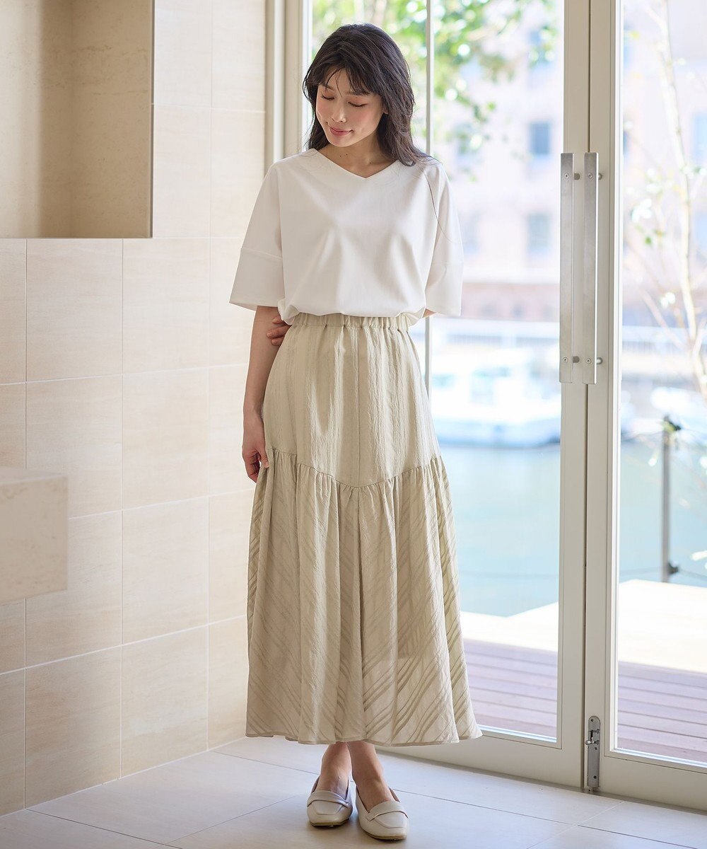 ANY 【ウエストゴム】モールストライプティアードスカート 