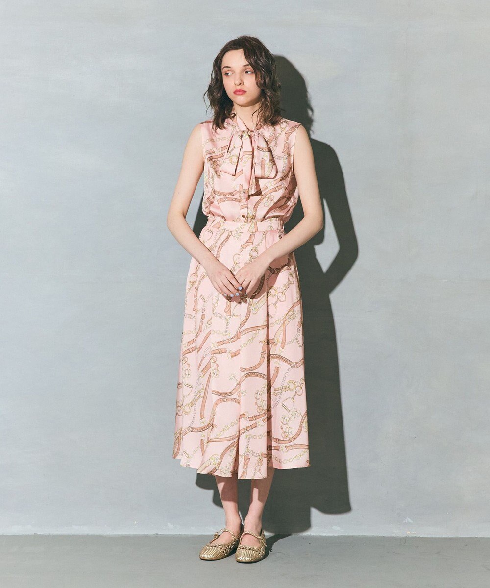 GRACE CONTINENTAL チェーンプリントボウタイブラウス 