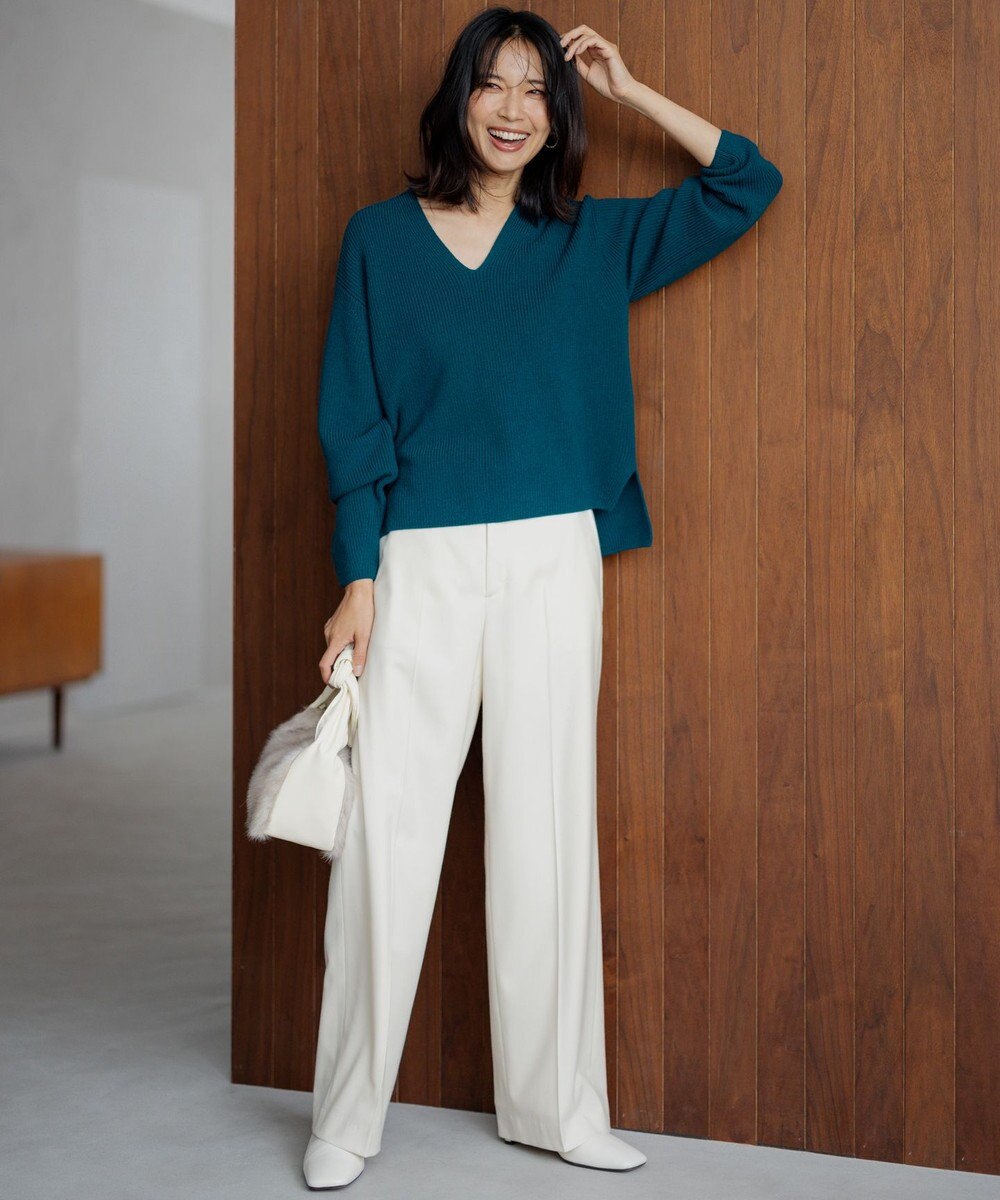 23区 【洗える】ウールミドルゲージ Vネック ニット 