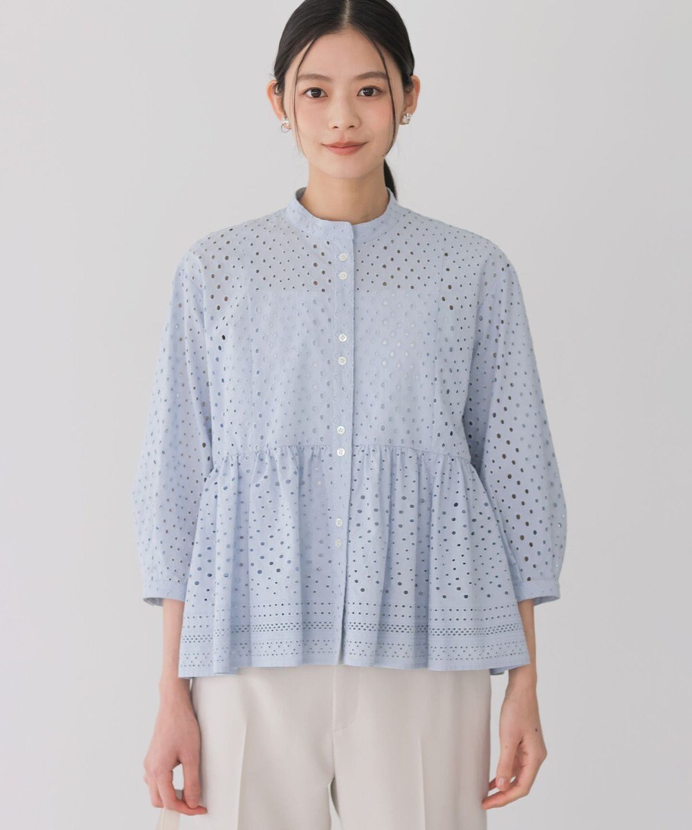 組曲 エンブロイダリーレーススタンドネック ブラウス 