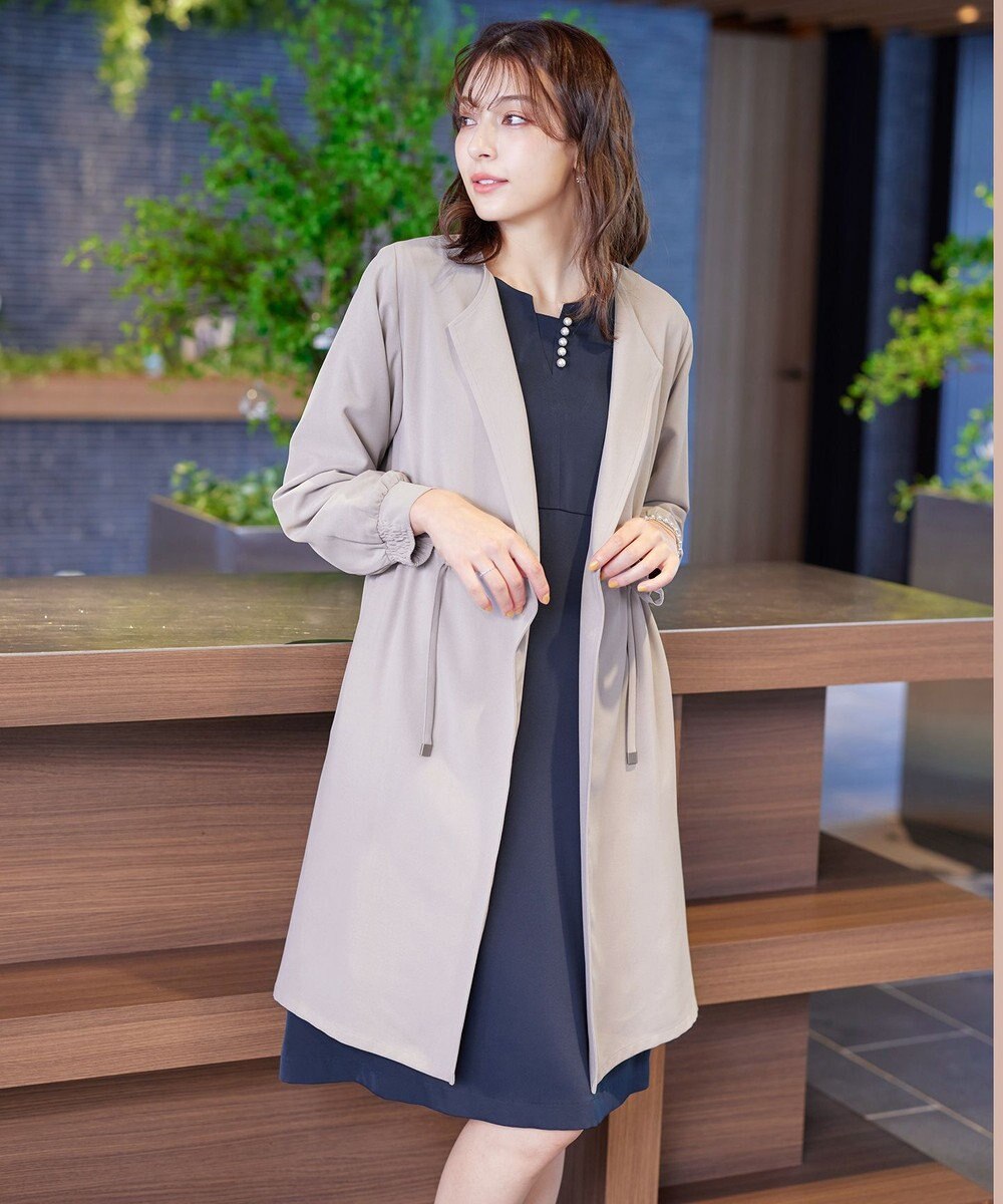 Tiaclasse 【洗える】タックヨーク着流しパフスリ－ブコート 