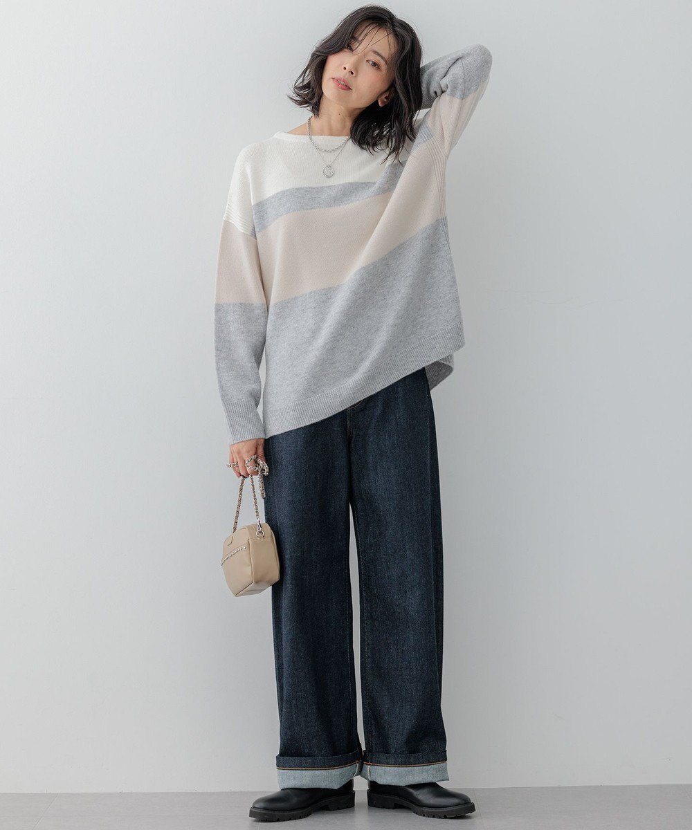 23区 S 【Oggi1月号掲載/洗える】ウールカシミヤ カラーブロック ニット 