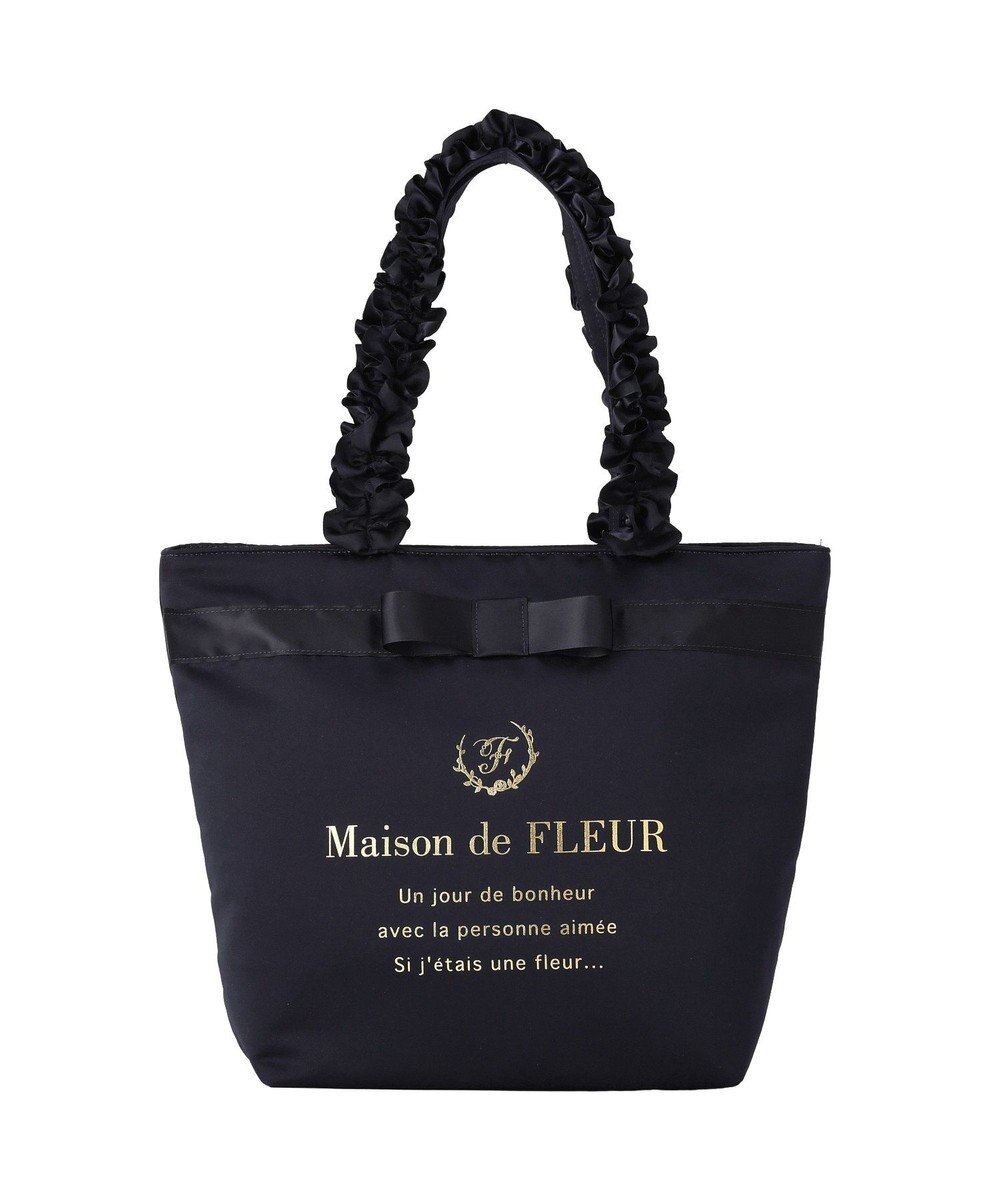 Maison de FLEUR ブランドロゴフリルハンドルトートMバッグ 