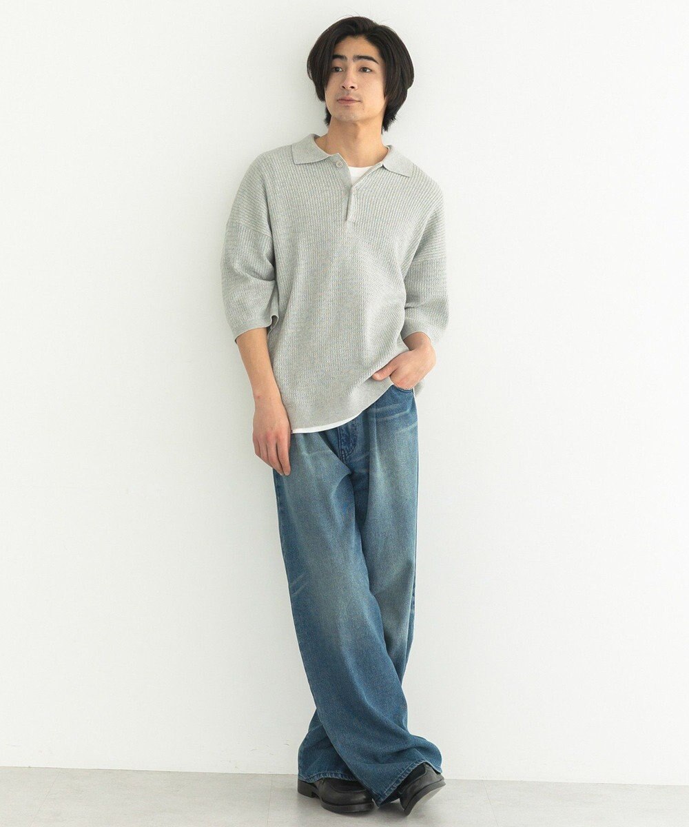 CRAFT STANDARD BOUTIQUE 透かし編み半袖ニットポロシャツ 