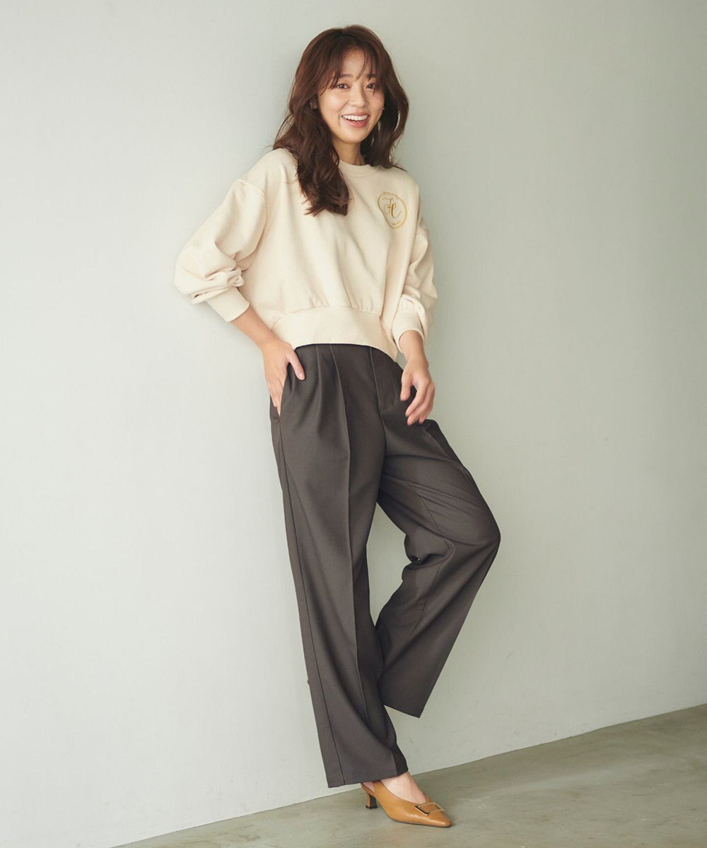 Feroux 【洗える】サイドオープンスラックス パンツ 