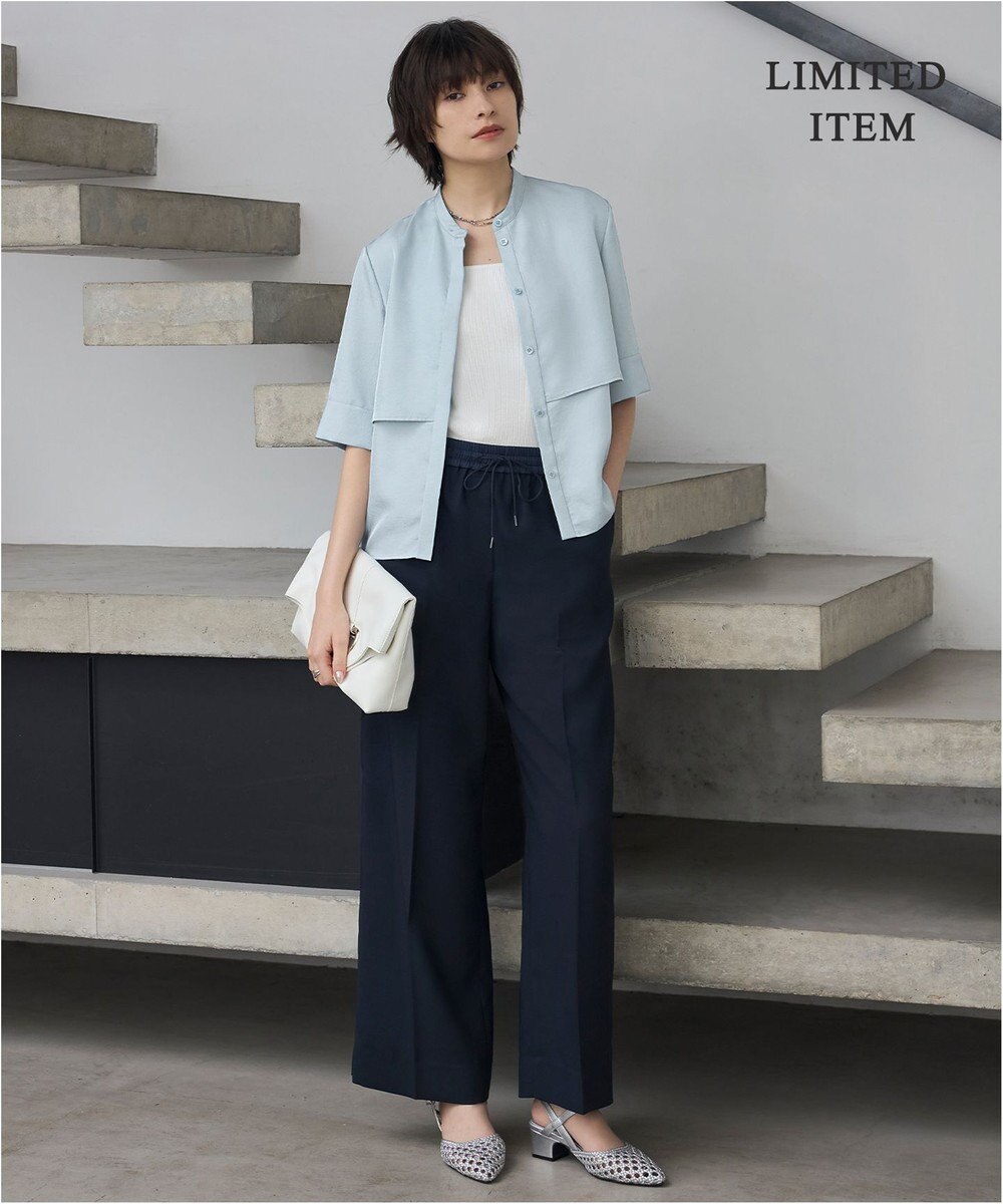 ICB L 【WEB限定・接触冷感・速乾・洗える】シルキーツイル 半袖クロップドシャツ 