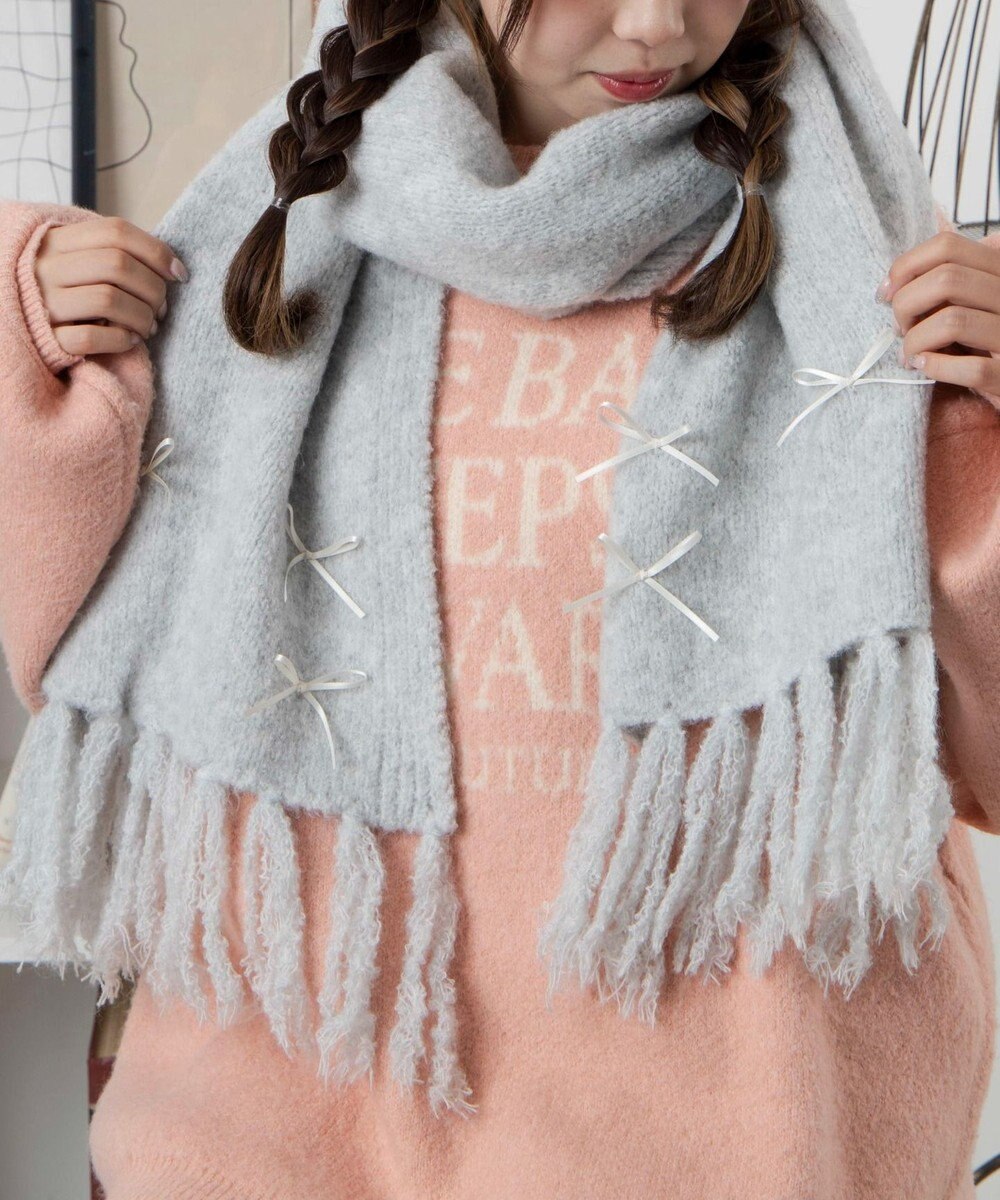 WEGO リボン付きニットストール 