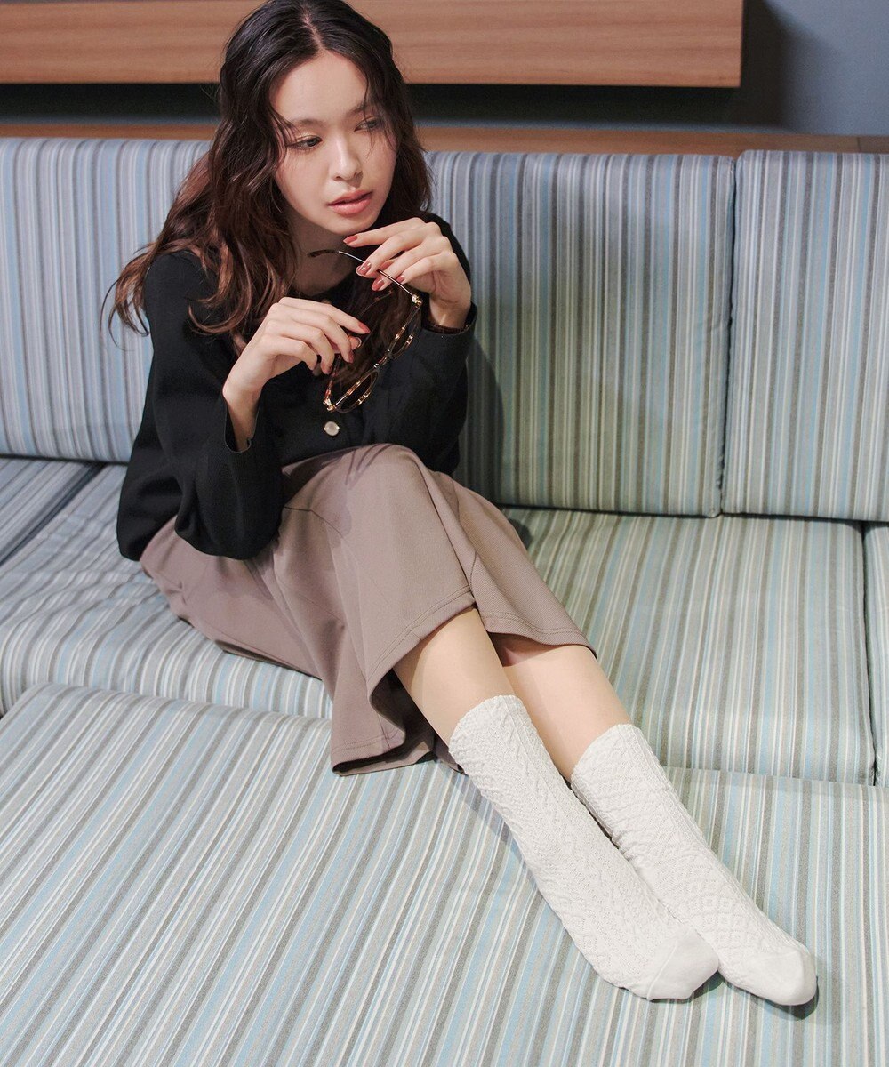 Tiaclasse ケーブル柄編みソックス 