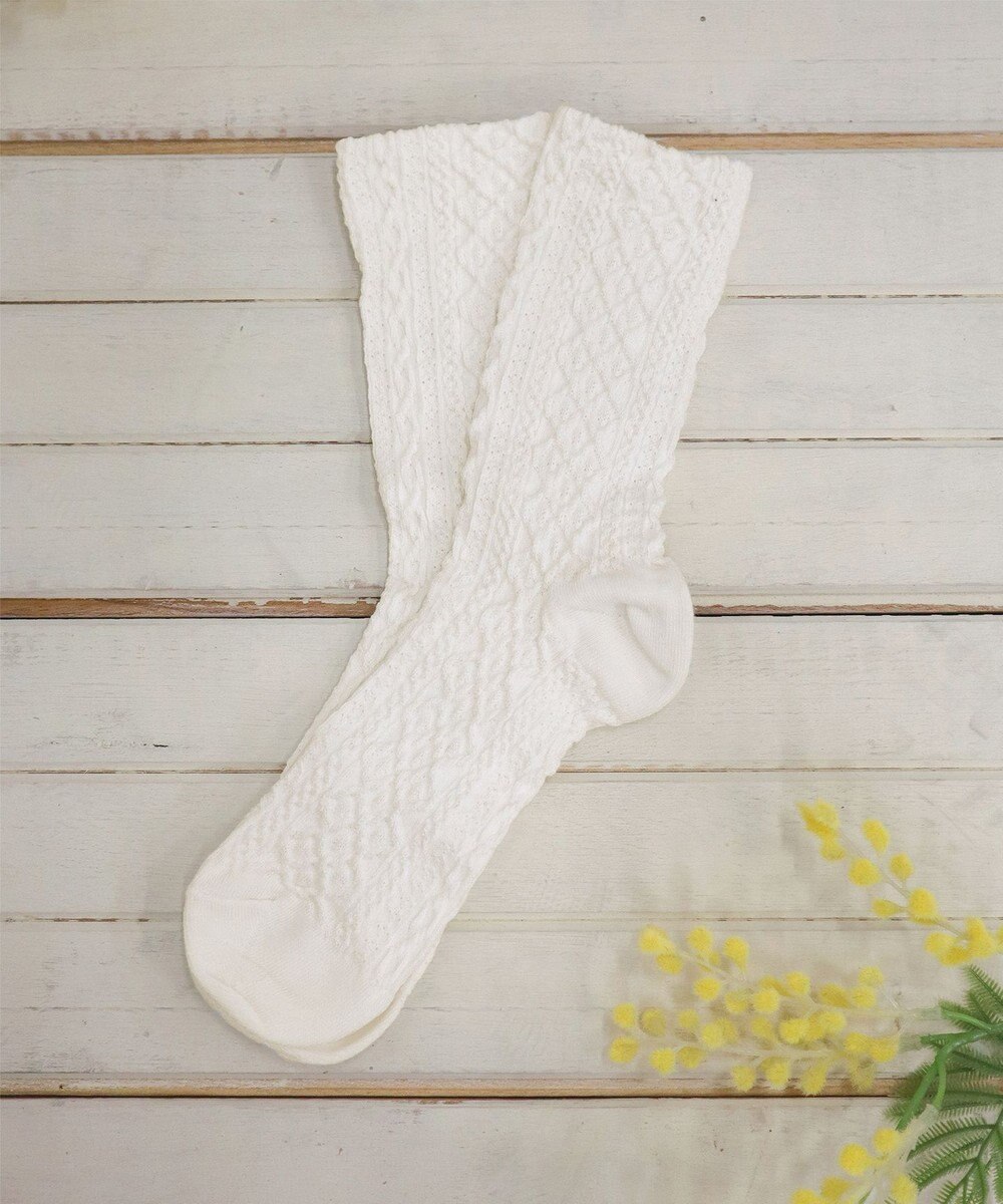 Tiaclasse ケーブル柄編みソックス 