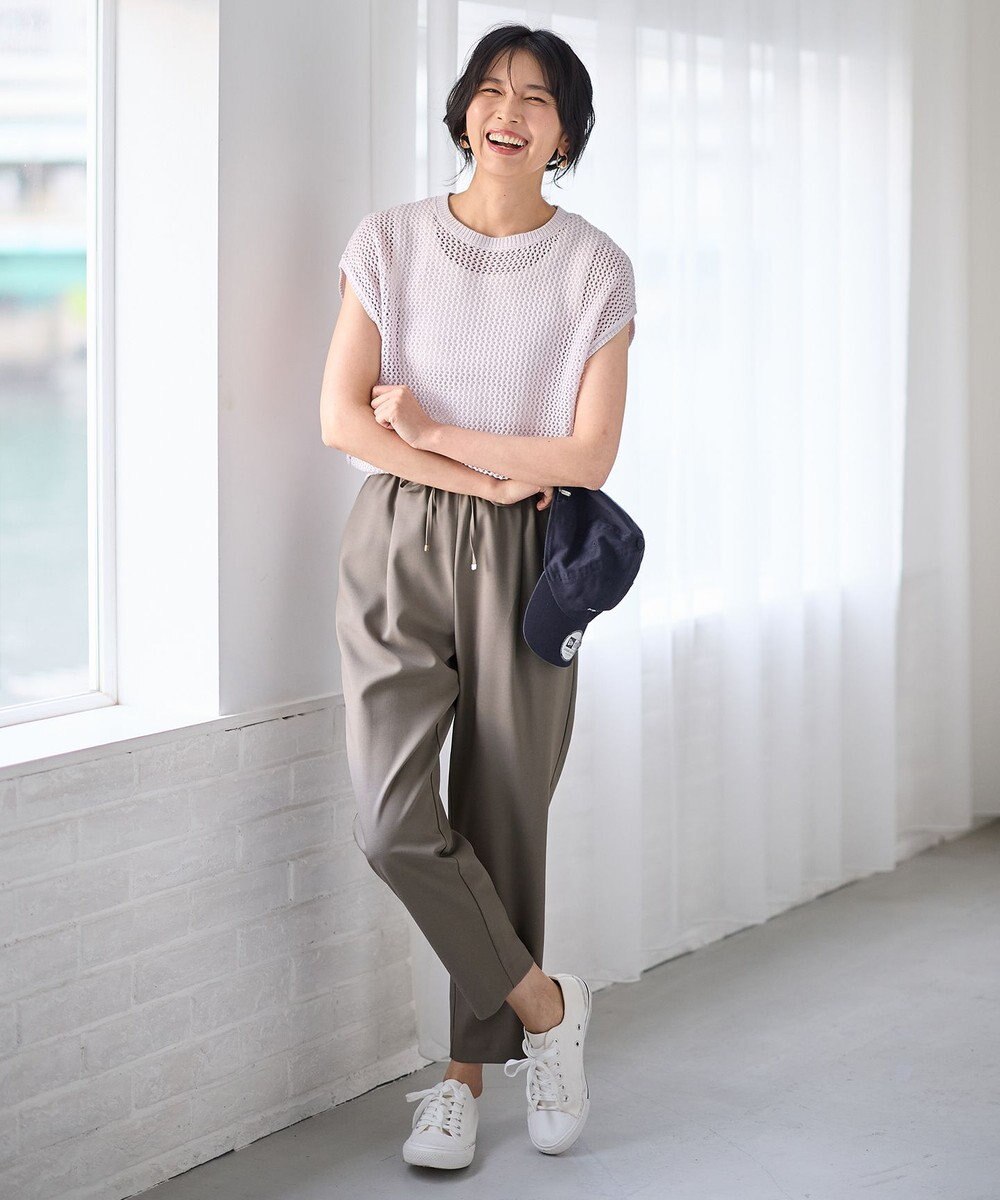 ANY フレンチスリーブメッシュニット 