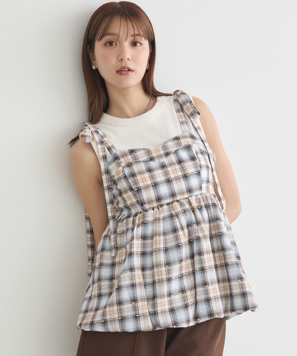 earth music&ecology チェックパターンバルーンキャミビスチェ 