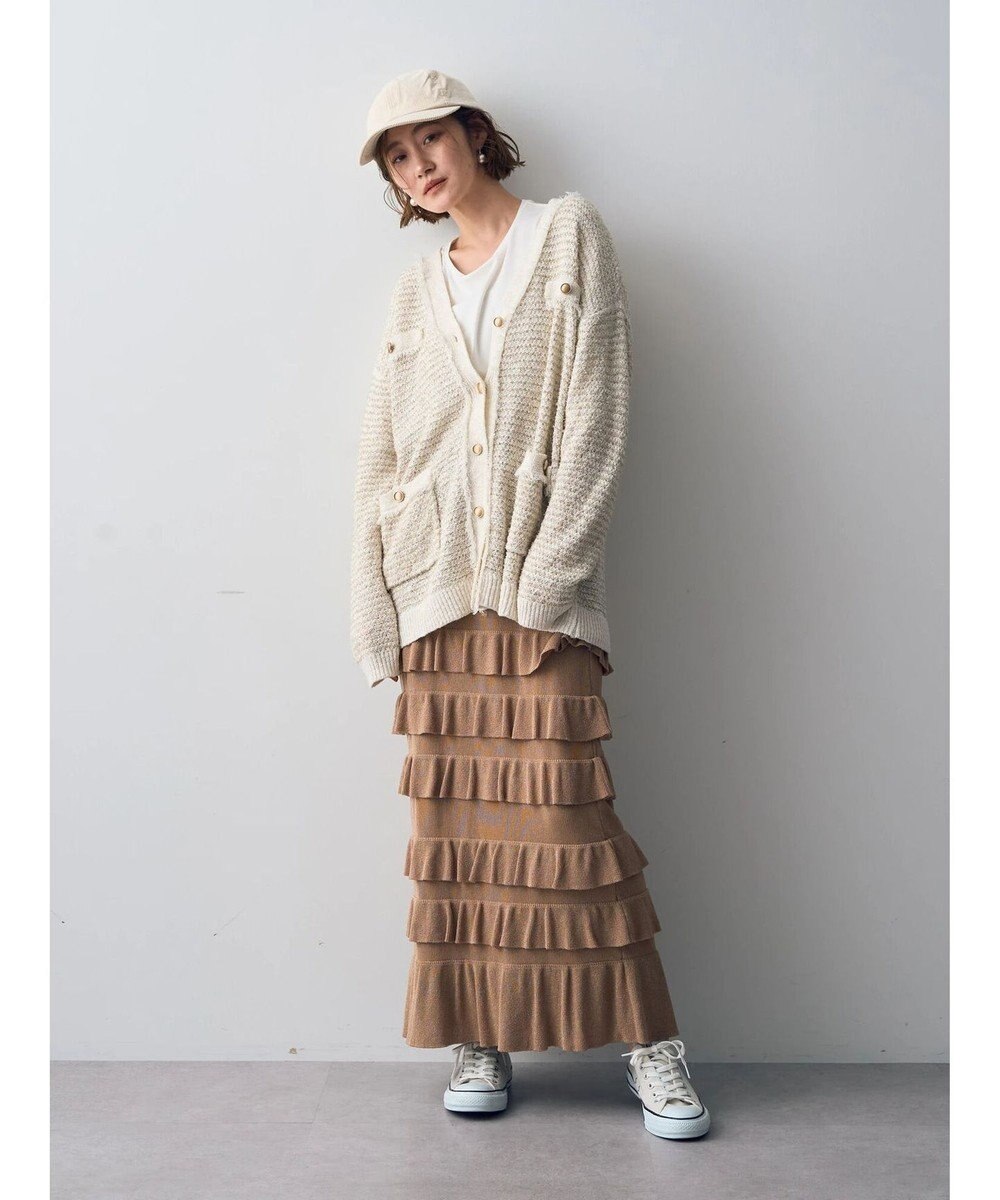 YECCA VECCA ティアードフリルラメニットスカート 