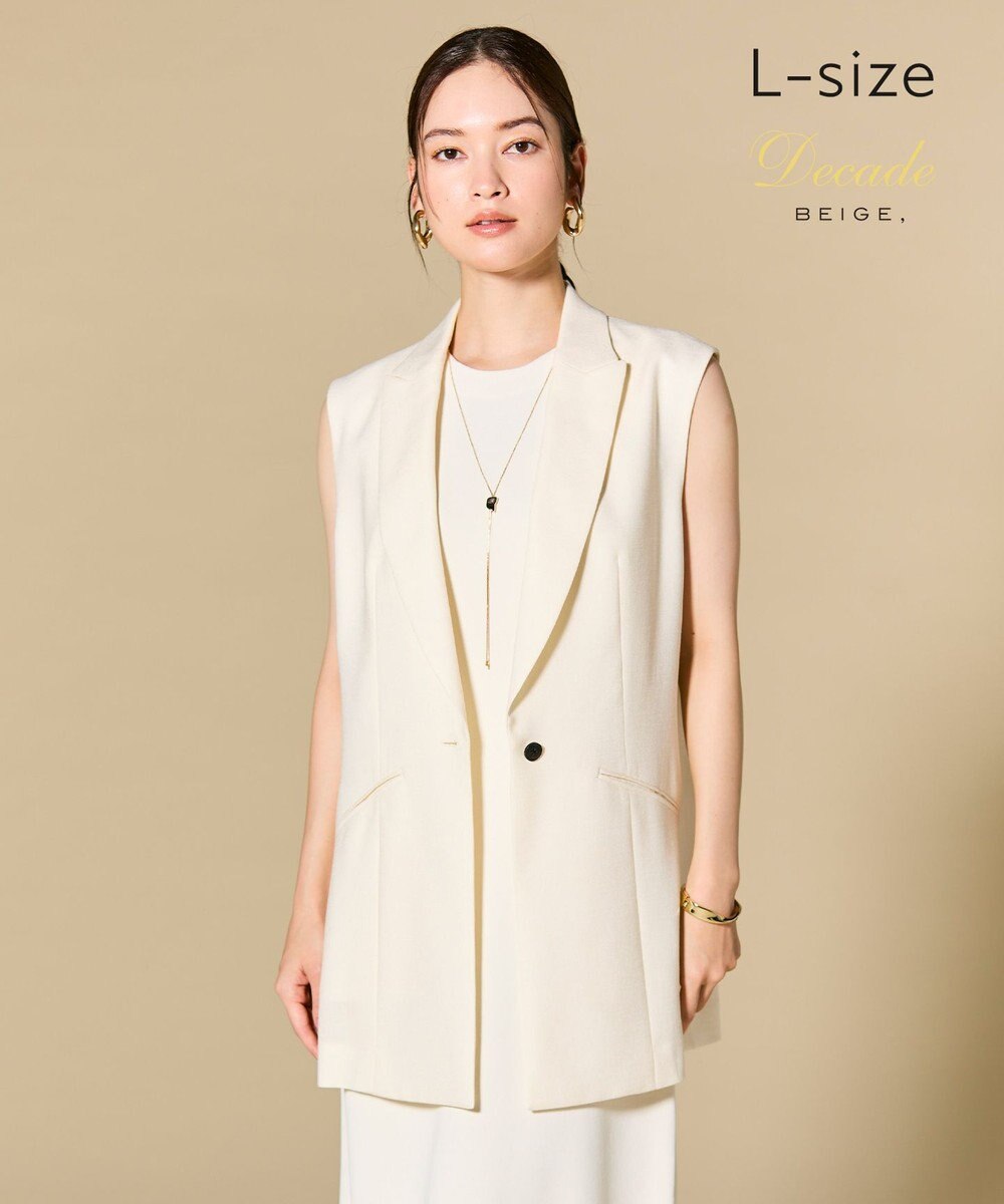 BEIGE， 【L-size】CAROLE / リネンライク ノースリーブジレジャケット 
