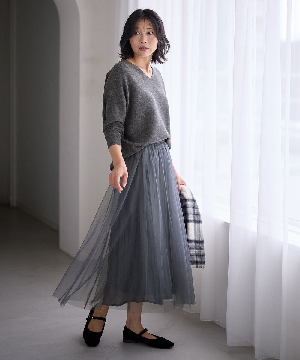 ANY 【ウエストゴム】シャイニーチュールスカート 