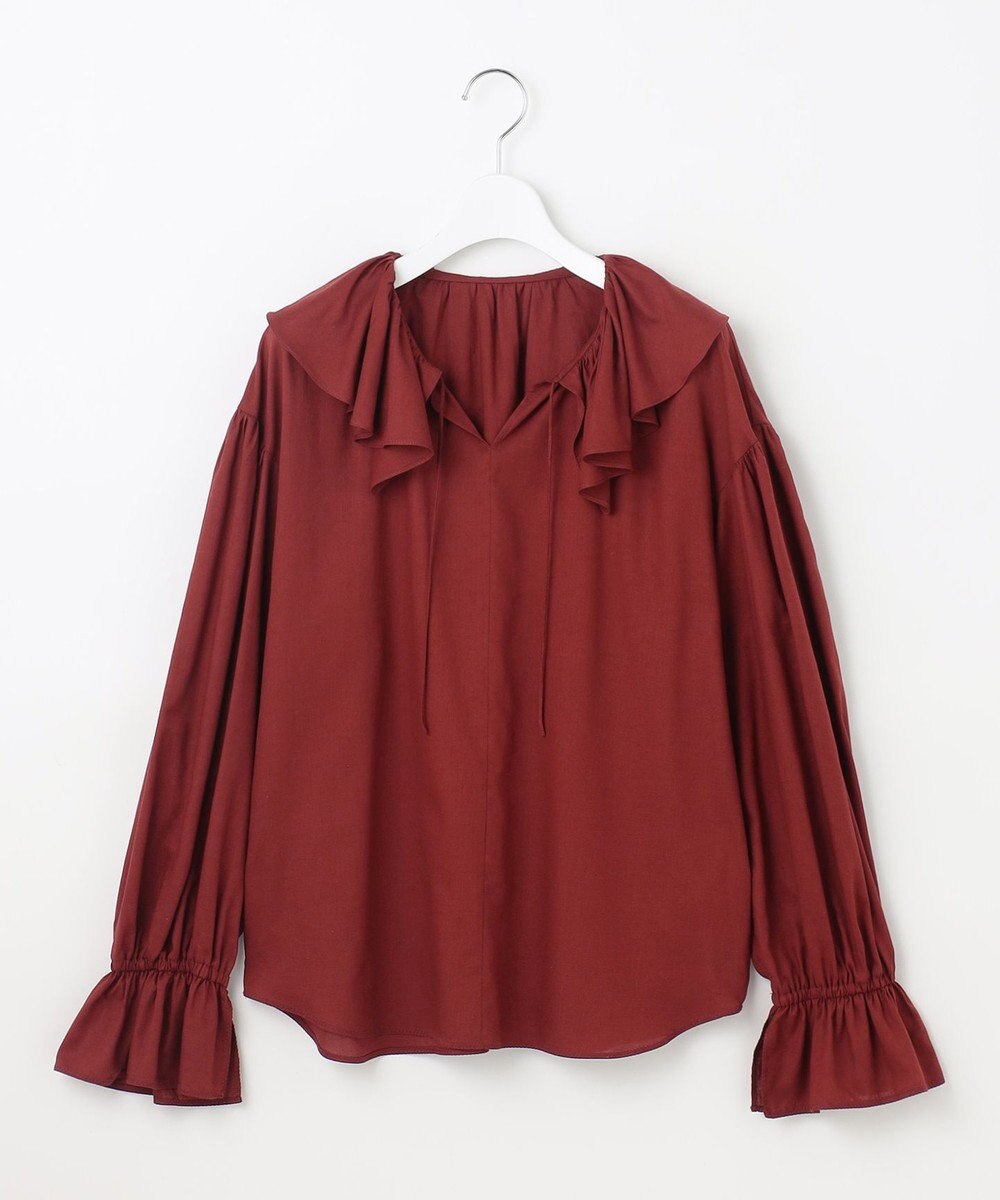 23区 【SLOW/一部店舗限定】テンセルコットンジョーゼット フリル ブラウス 