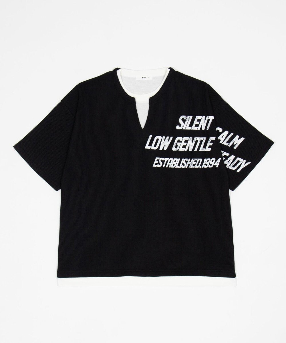 WEGO 【ユニセックス着用ITEM/MLサイズ展開】キーネックフェイクレイヤードグラフィックT（SS） 