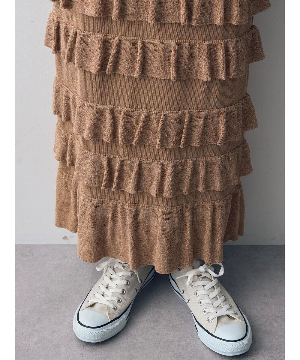 YECCA VECCA ティアードフリルラメニットスカート 