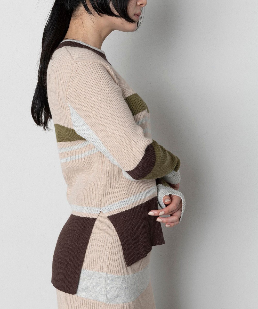 TRICOTE ボーダーリブセーター 
