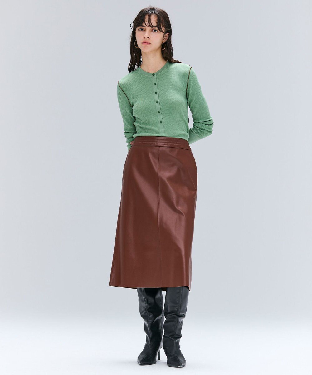 BEIGE， 【Precious 9月号掲載】CLYDE / ステッチベルトラムレザースカート 