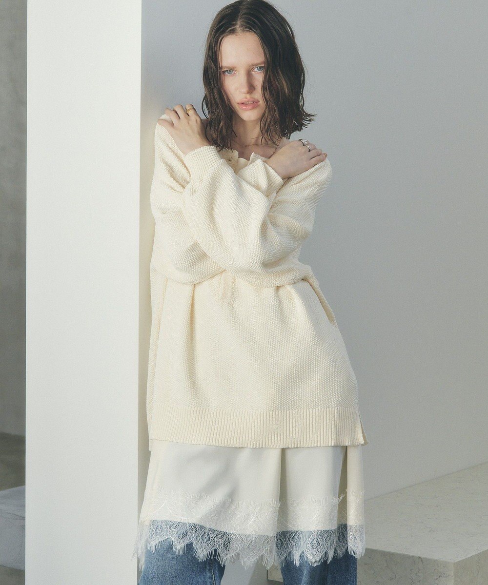 YECCA VECCA 2wayヘンリーネックルーズニット 