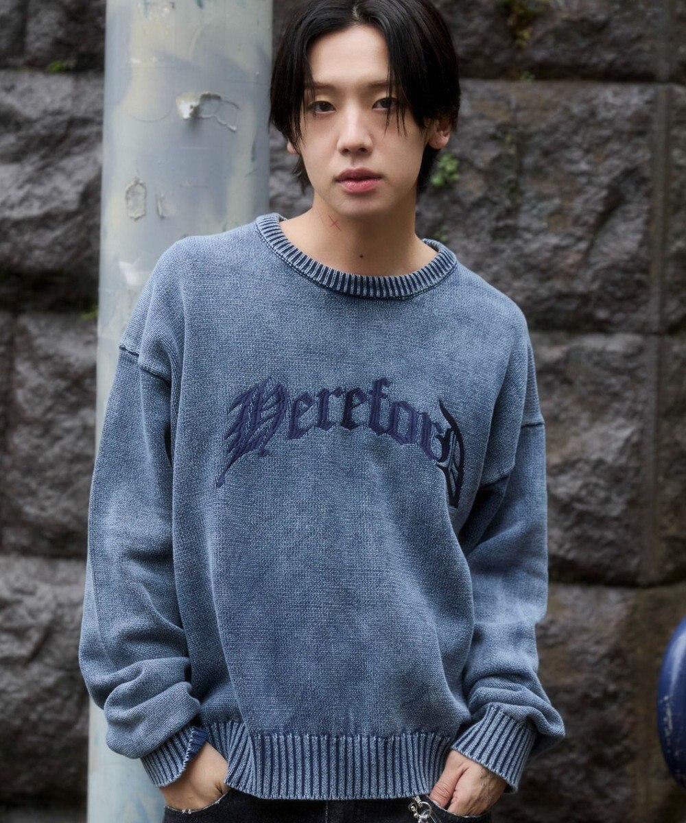 WEGO ブリーチニットグラフィックプルオーバー 