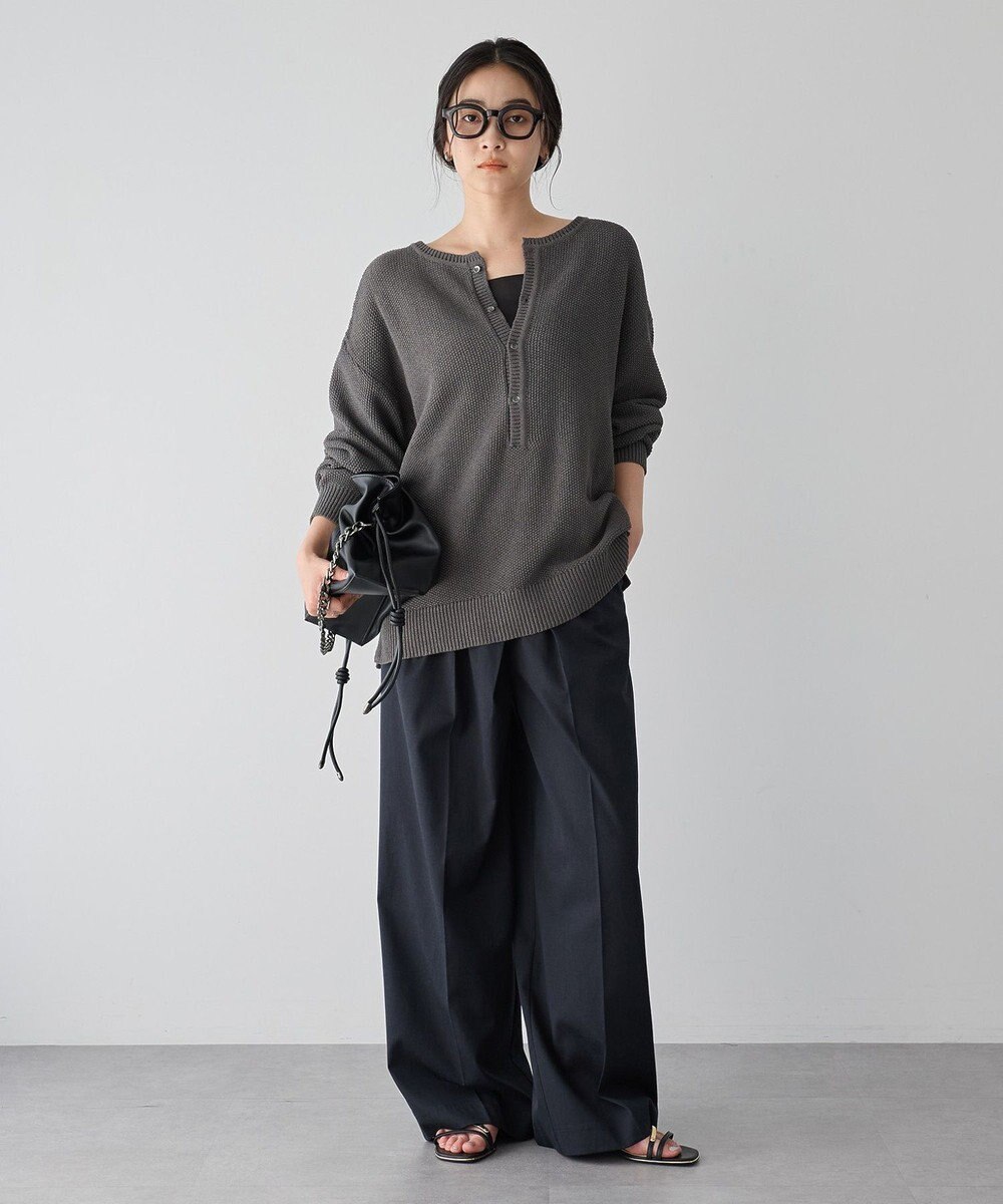 YECCA VECCA 2wayヘンリーネックルーズニット 