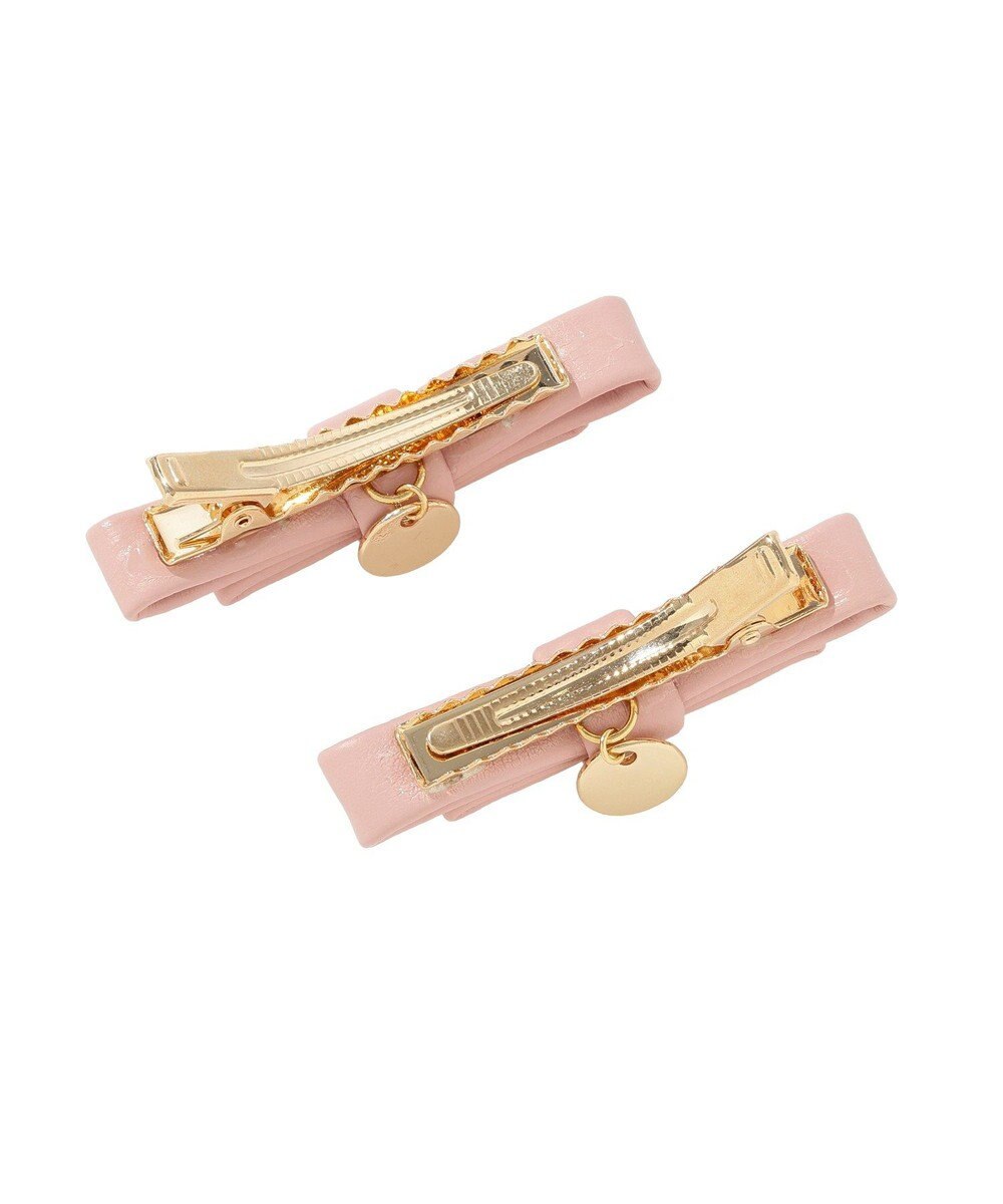 Maison de FLEUR 【2個セット】フェイクレザーリボンクリップセット 