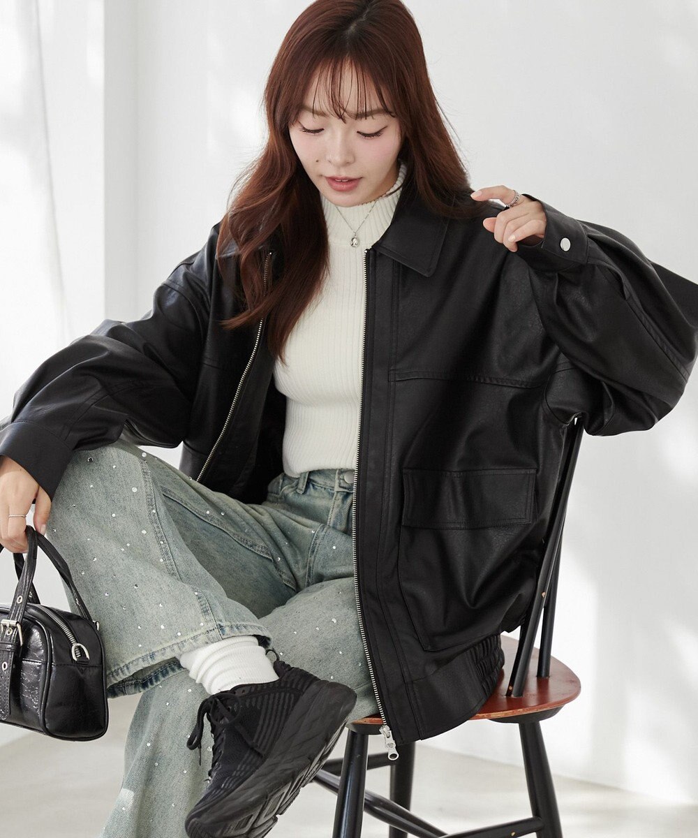 WEGO ヴィンテージライクPUフライトジャケット 