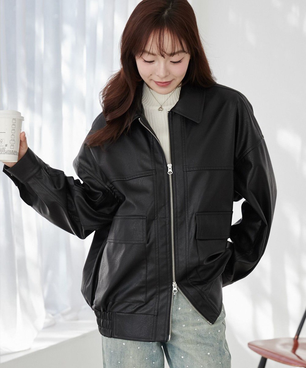 WEGO ヴィンテージライクPUフライトジャケット 