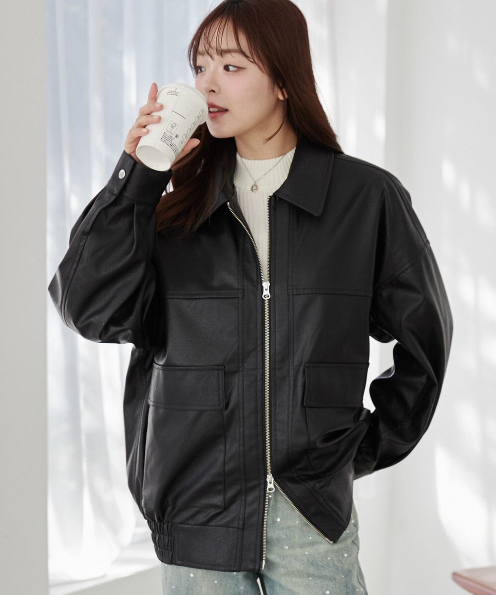 WEGO ヴィンテージライクPUフライトジャケット 