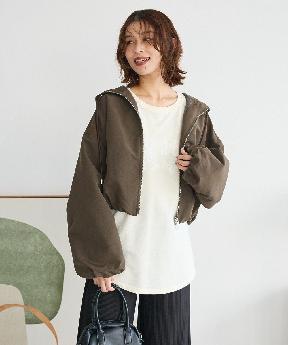 Green Parks ７分袖ミニ裏毛ドルマンロゴプルオーバー 