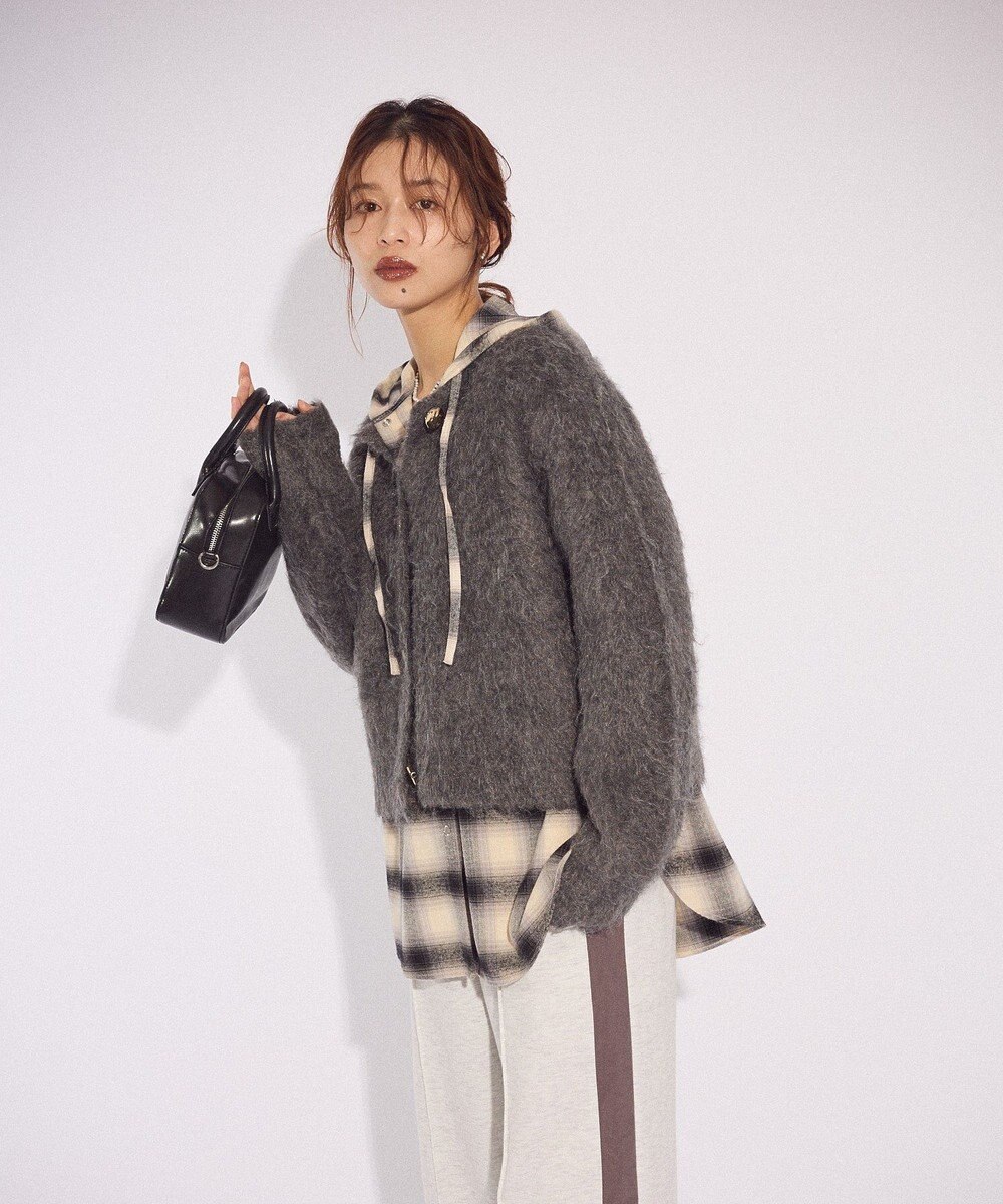 Green Parks ネルチェックフードシャツ 