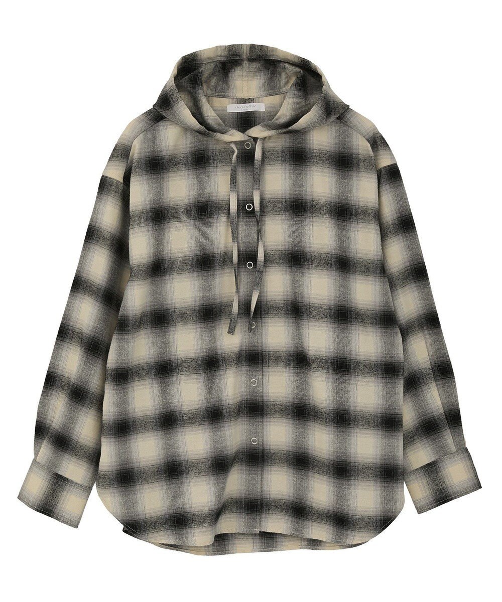 Green Parks ネルチェックフードシャツ 