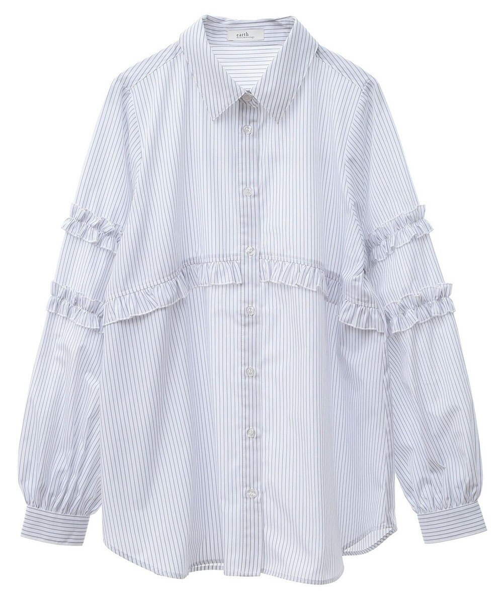 earth music&ecology レギュラーカラーフリルシャツ 