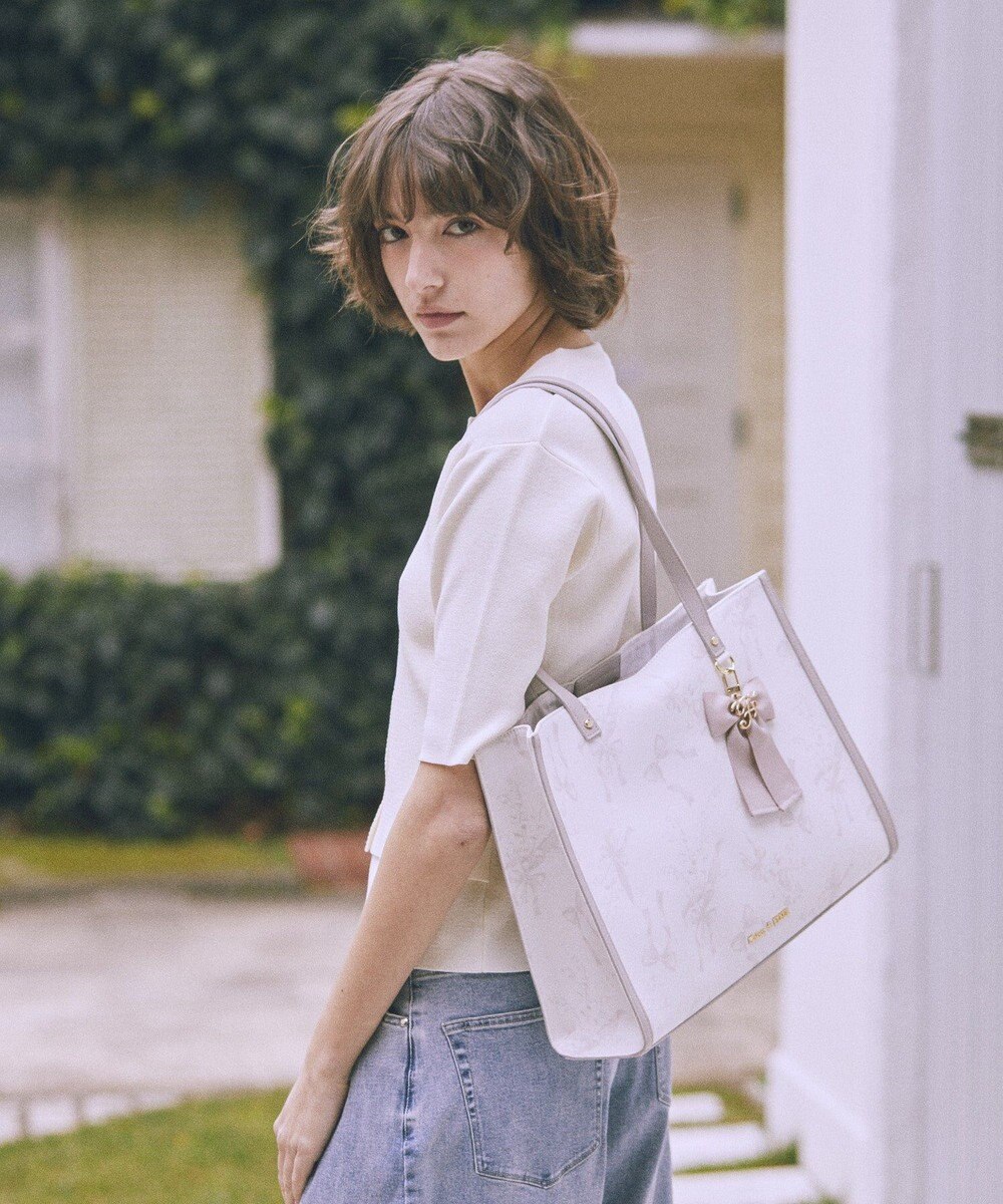 Maison de FLEUR すずらんプリントスクエアトートバッグ 