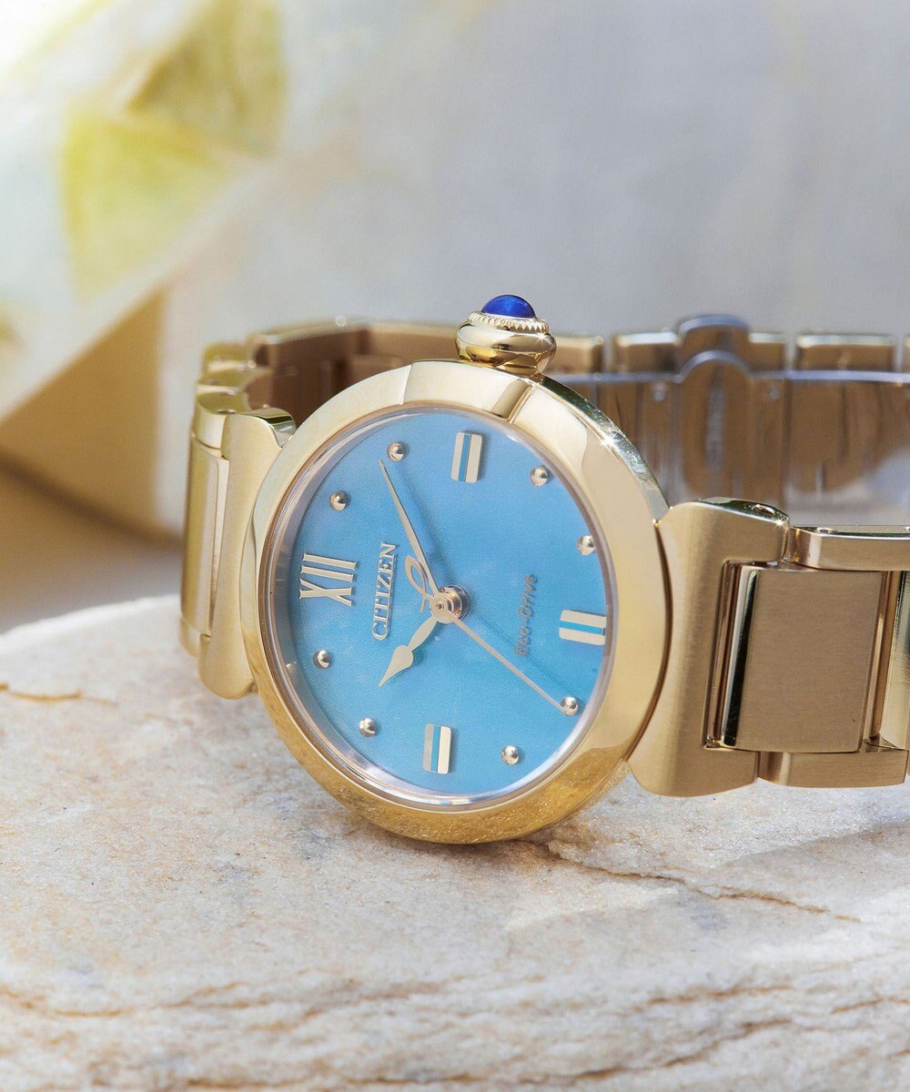 CITIZEN 【生命力あふれる美しい水（AQUA）を表現した限定モデル】電池交換不要 光発電エコ・ドライブ ROUND Collection EM1133-85L 
