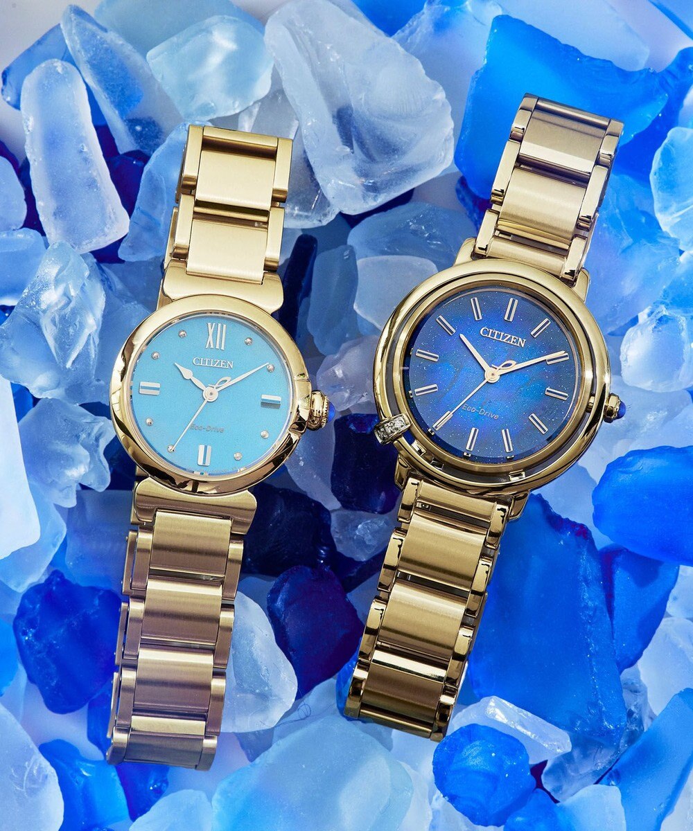 CITIZEN 【生命力あふれる美しい水（AQUA）を表現した限定モデル】電池交換不要 光発電エコ・ドライブ ROUND Collection EM1133-85L 