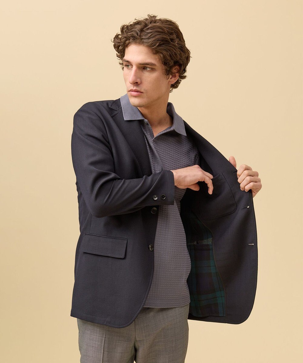 J.PRESS MEN 【SHACKET】ブラックウォッチ サマーダブルフェイス ジャケット 