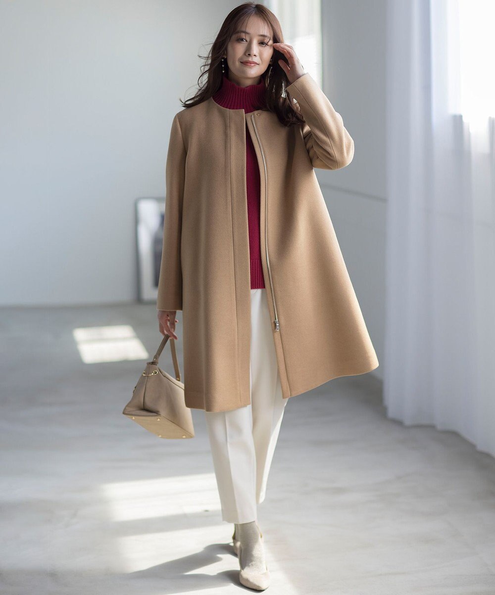 組曲 【WEB限定】ウールモッサ フーデットロングコート 