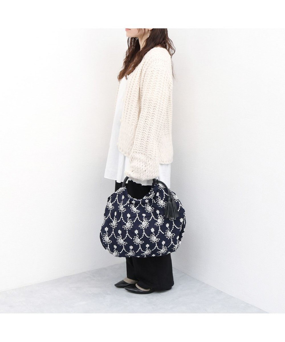 UNBILLION カシュカシュ cachecache / 花刺繍メッシュハンドルトートバッグ 