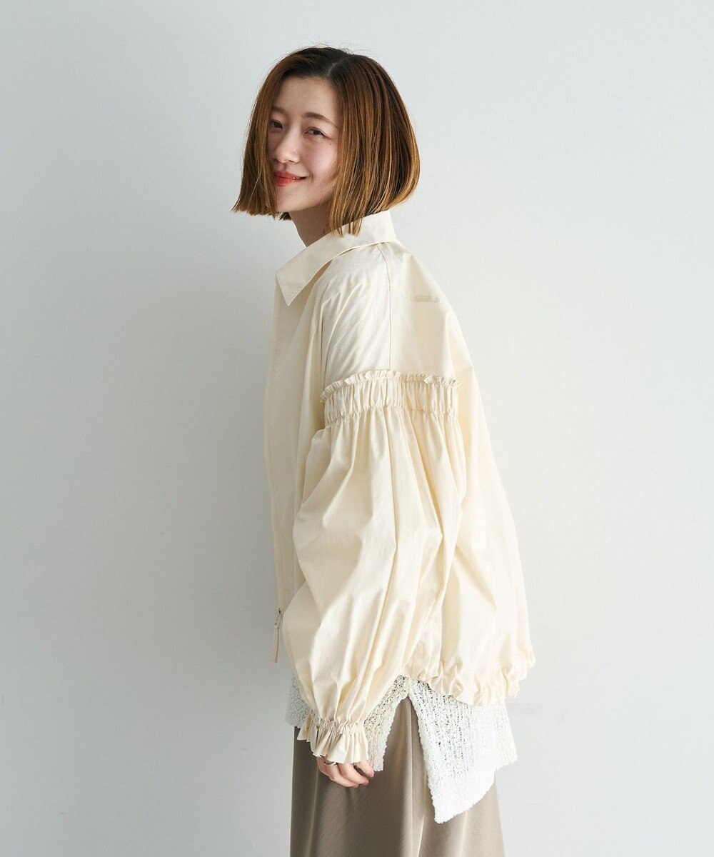 YECCA VECCA ボリュームギャザーデザインZIPブルゾン 