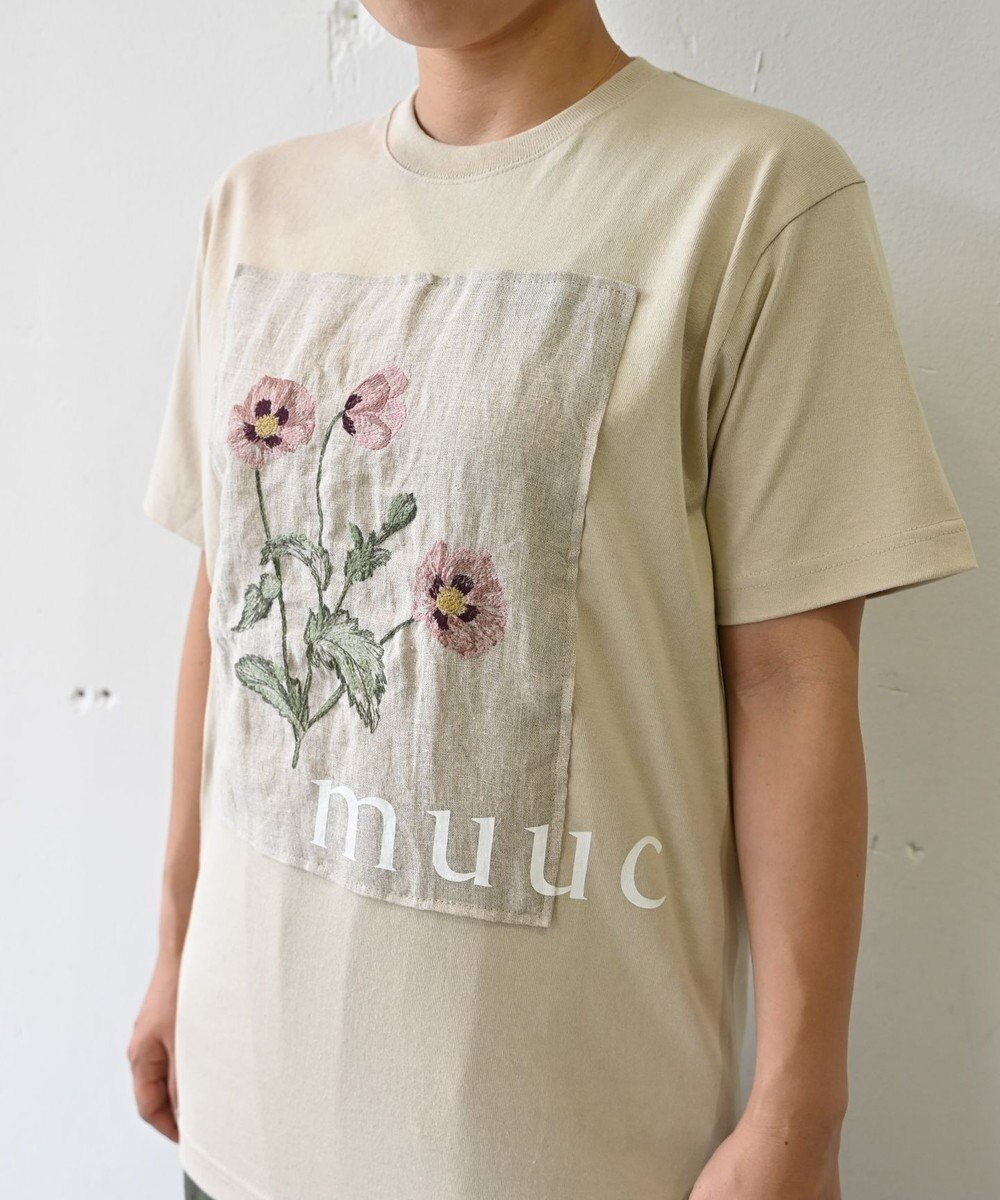 muuc 〈コットン100% 透けにくい厚みの6.2オンス〉ポピー花刺繍の Tシャツ 